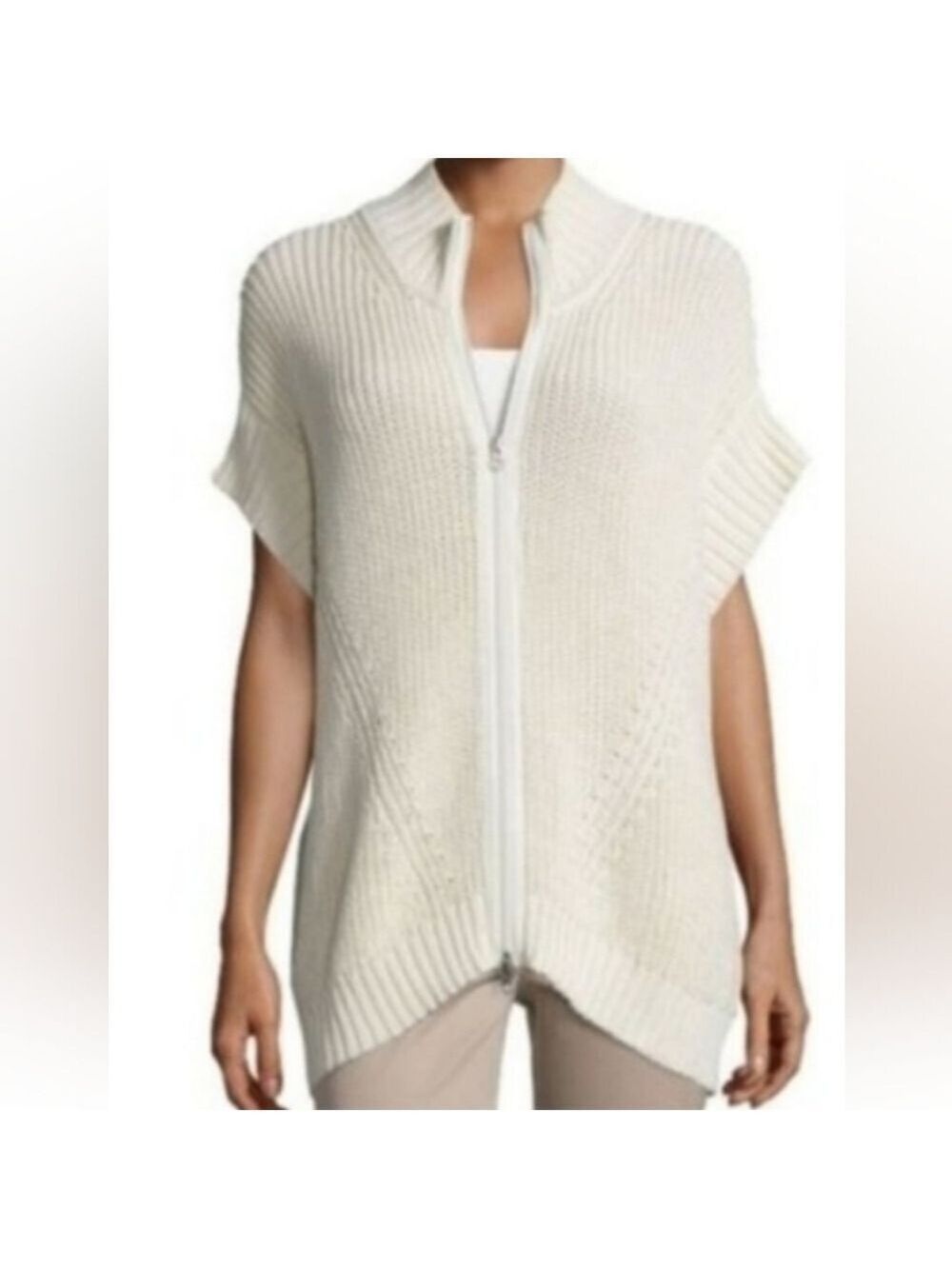 Pure Handknit Katherine Sweater Poncho Womens S/M Cream SS Oversized
